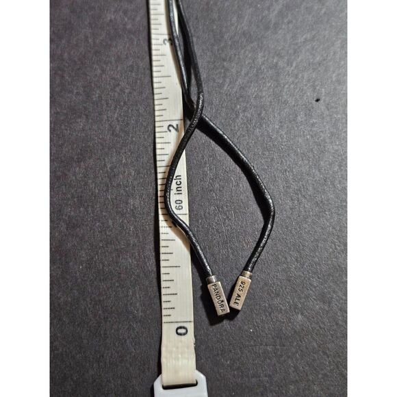 Pandora Sterling Silver Black Cord Necklace Lariat Style 40" - Picture 5 of 10